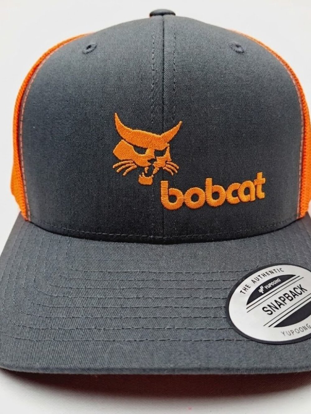 Bobcat Equipment Hat Heavy Machinery Embroidered Grey Orange Yupoong Trucker New